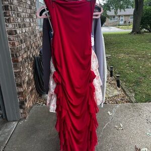 Windsor Red Strapless Ruffle Dress